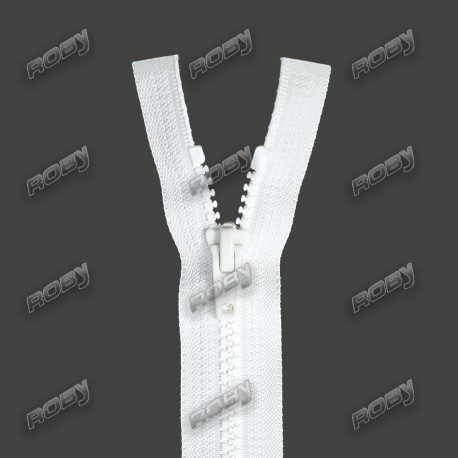 YKK 6MM SÉPARABLE SIMPLE TIRETTE PLASTIQUE BLANC 150CM